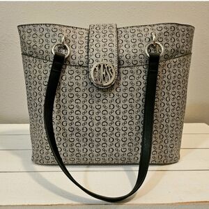 Guess Black and Gray Monogram Tote